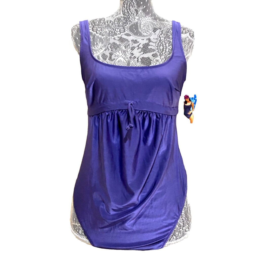 Anita Maternity One Piece Swimsuit Purple Women 8 Ruched Tank Pregnancy Swimwear